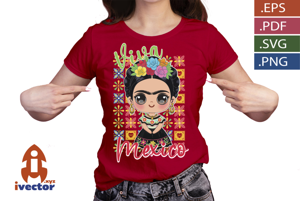Mexican-Woman-in-Traditional-Dress-Viva-Mexico-–-Vector_Mesa-de-trabajo-P1 Mexican Woman in Traditional Dress | Viva Mexico – Vector