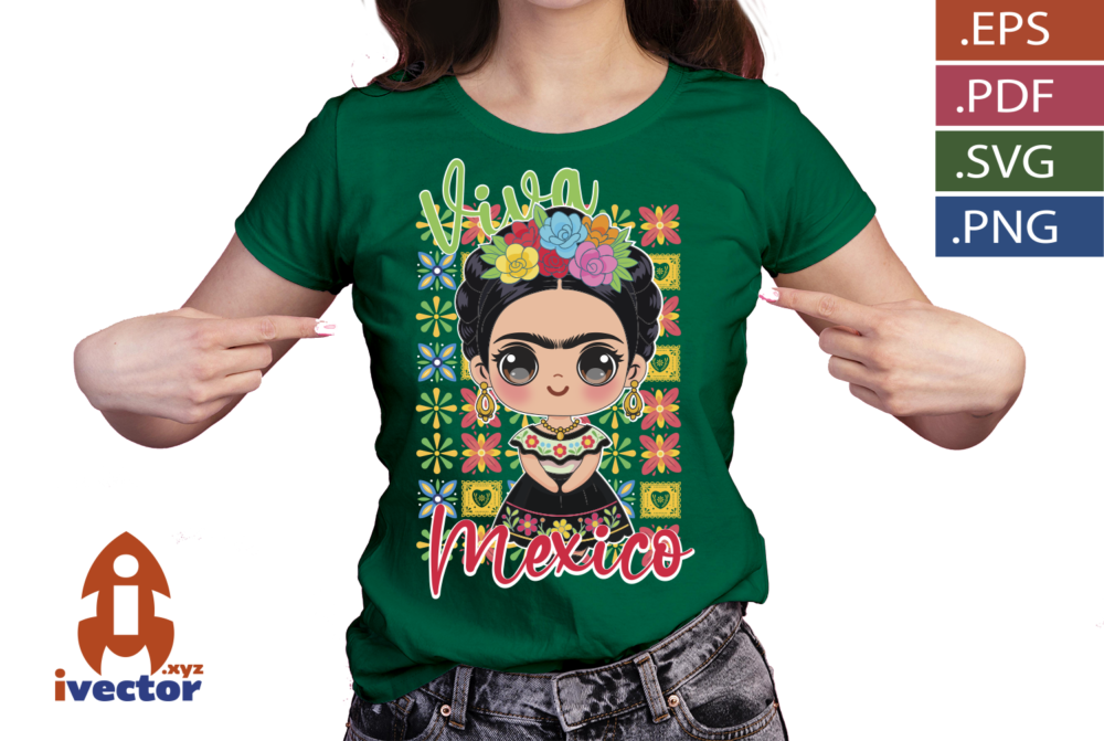 Mexican-Woman-in-Traditional-Dress-Viva-Mexico-–-Vector_Mesa-de-trabajo-P2 Mexican Woman in Traditional Dress | Viva Mexico – Vector
