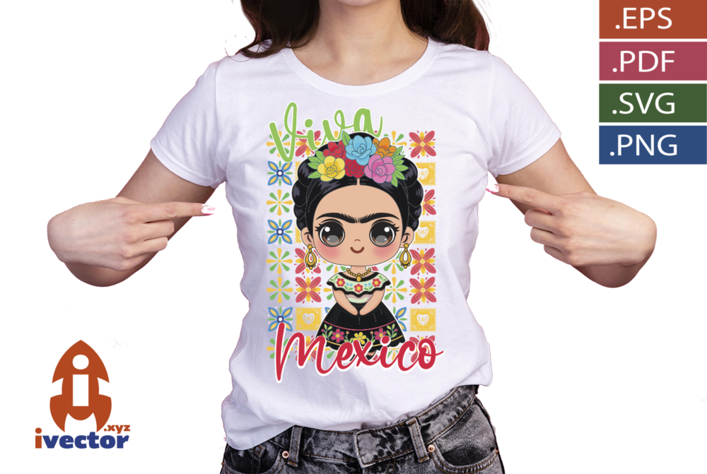 Mexican-Woman-in-Traditional-Dress-Viva-Mexico-–-Vector_Mesa-de-trabajo-P3 Mexican Woman in Traditional Dress | Viva Mexico – Vector