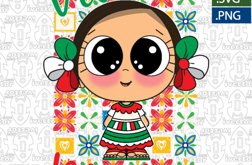 Muñeca Mexicana con Vestido Tradicional | Vector para Estampado
