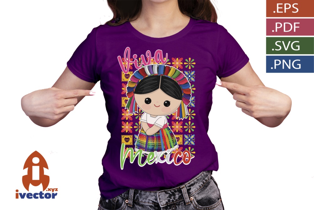 Muneca-Mexicana-con-Vestido-Tradicional-¡Viva-Mexico-–P1 Muñeca Mexicana con Vestido Tradicional | ¡Viva México! – Vector
