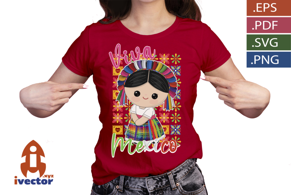 Muneca-Mexicana-con-Vestido-Tradicional-¡Viva-Mexico-–P3 Muñeca Mexicana con Vestido Tradicional | ¡Viva México! – Vector
