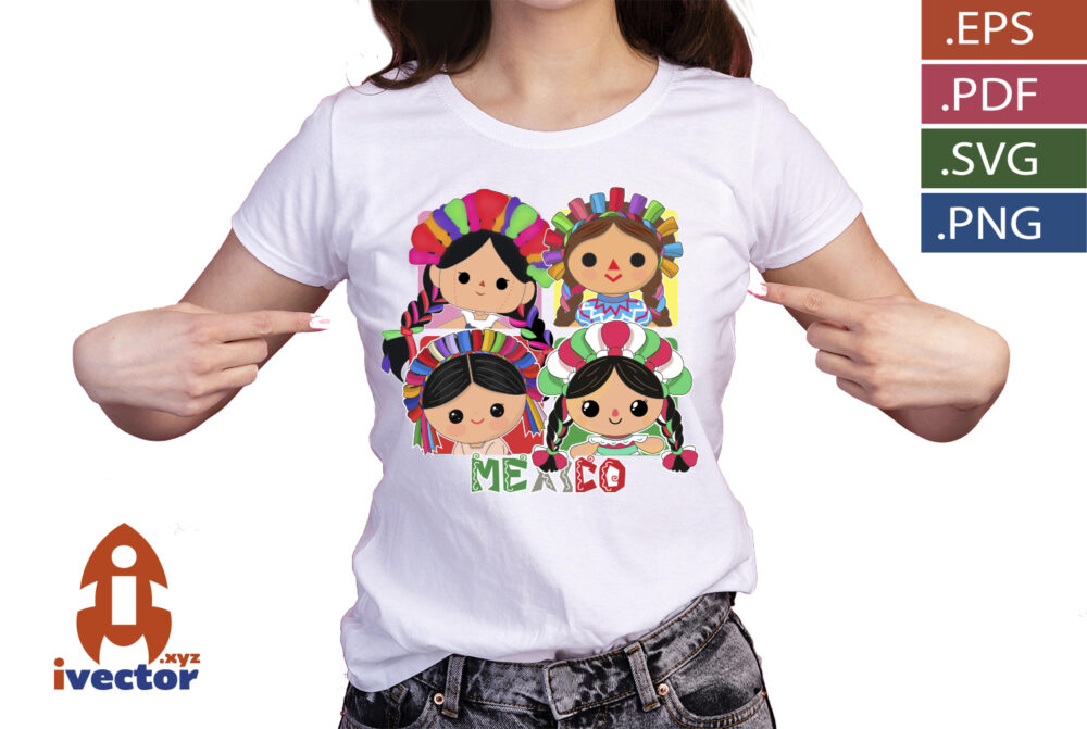 Munecas-Mexicanas-con-Trajes-Tradicionales-¡Viva-Mexico-–-P1 Muñecas Mexicanas con Trajes Tradicionales | ¡Viva México! – Vector