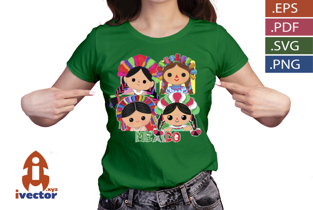 Munecas-Mexicanas-con-Trajes-Tradicionales-¡Viva-Mexico-–-P2 Muñecas Mexicanas con Trajes Tradicionales | ¡Viva México! – Vector