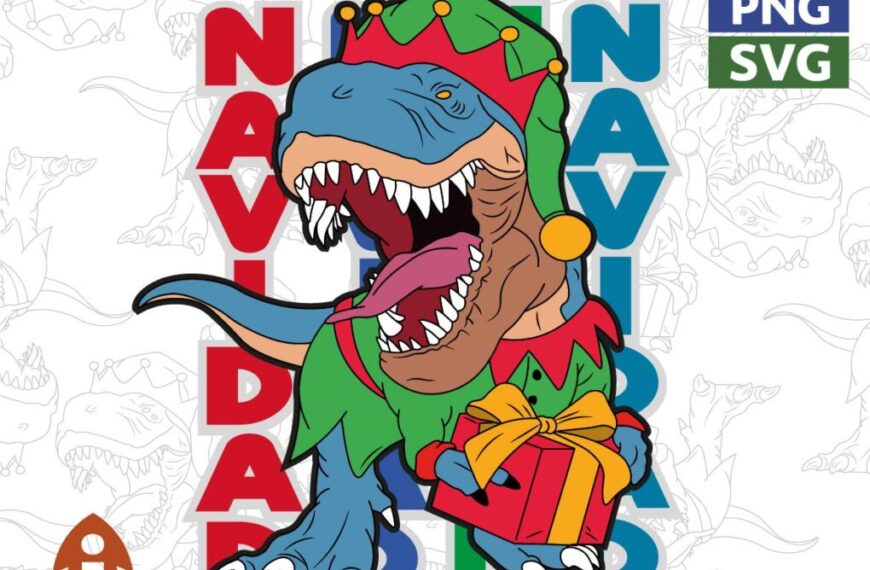 NAVIDAD DINOSAURIO VECTOR EDITABLE EPS PDF