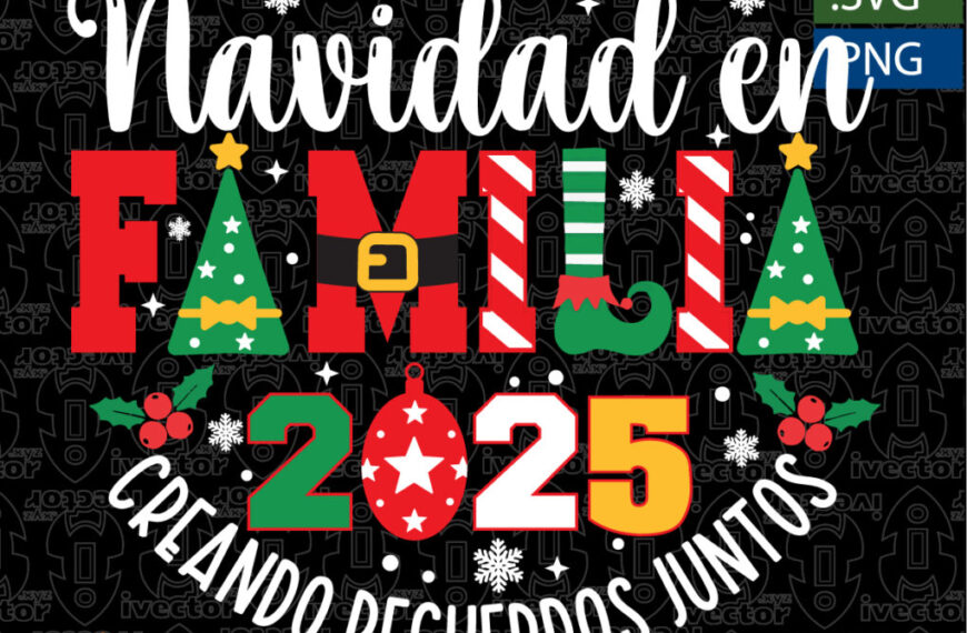 NAVIDAD EN FAMILIA LETRAS VECTOR EDITABLE