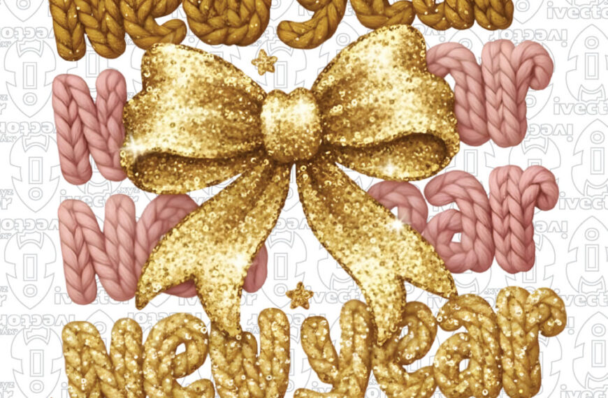 NEW YEAR LAZO CROCHET GLITTER PNG ALTA CALIDAD