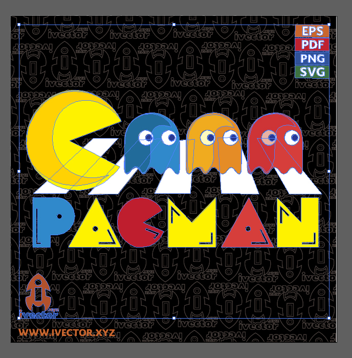 PACKMAN-VECTOR-EDITABLE-EPS-PDF_Mesa-de-trabajo-2 Retro Arcade Maze Character Vector Design | Classic Gaming Inspired Graphic