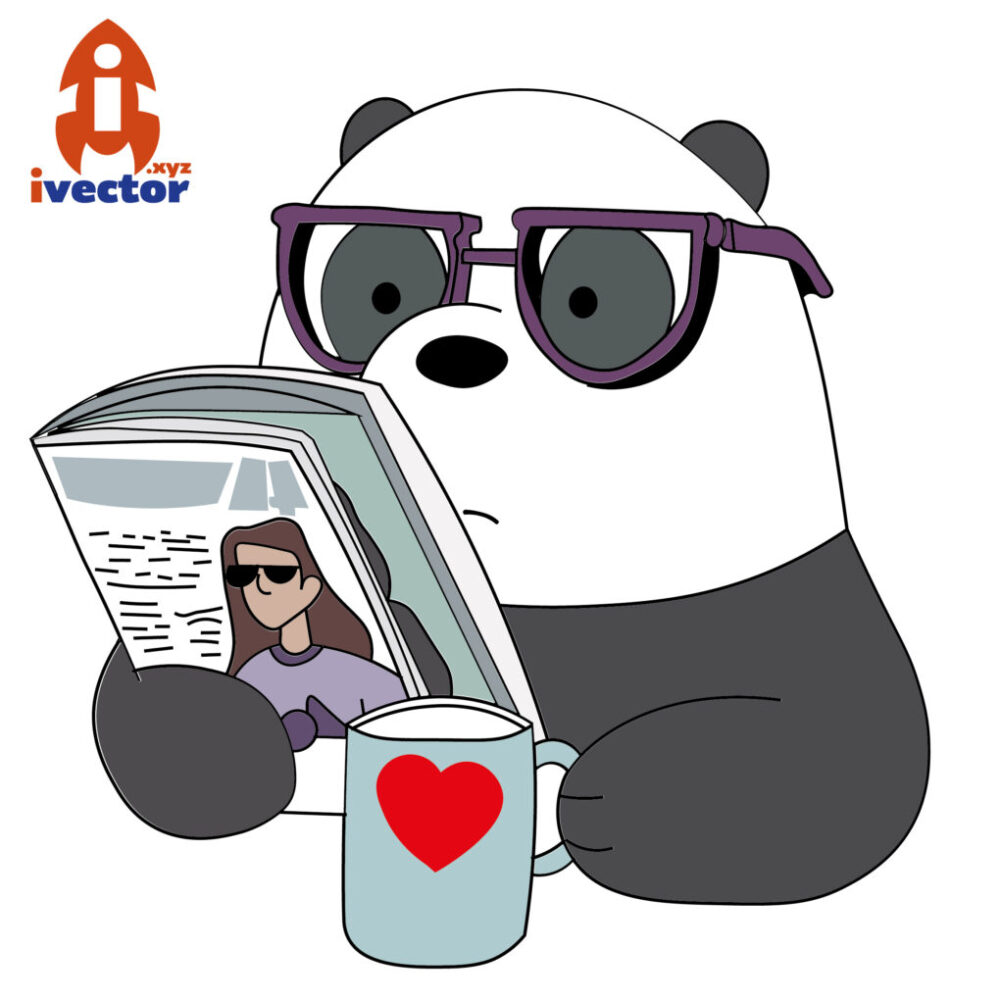 Panda, We Bare Bears, diario y café – Vector