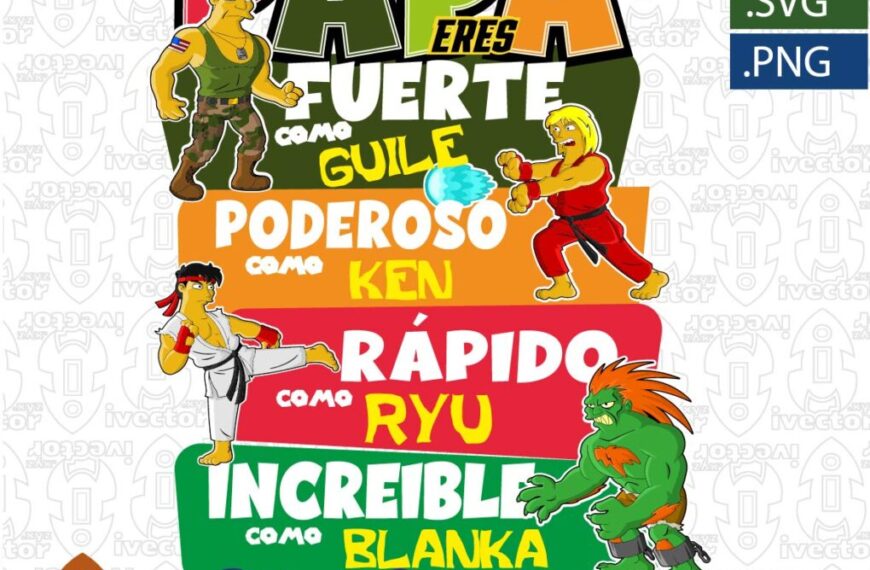 PAPÁ ES EL MEJOR STREET FIGHTER SINMPSON VECTOR EDITABLE