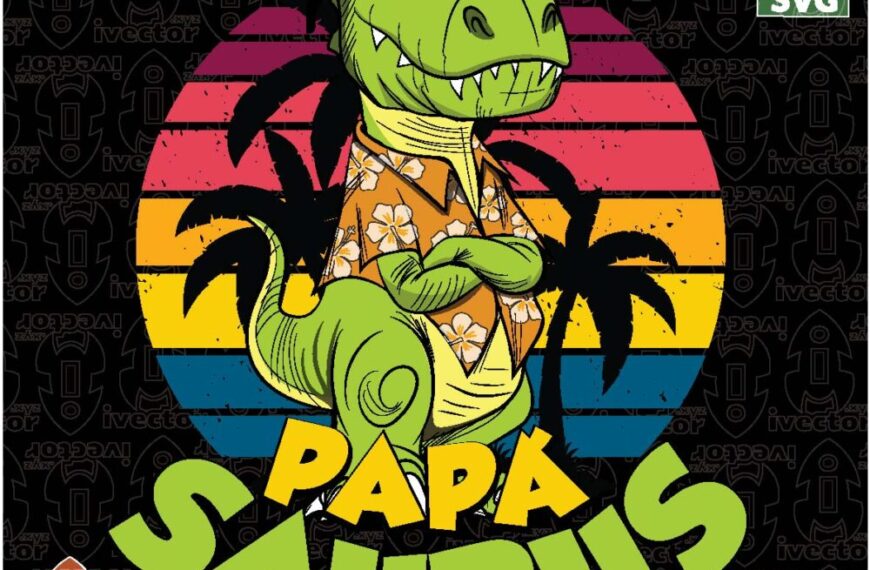 PAPÁ SAURUS DIA DEL PADRE POSE VECTOR EDITABLE