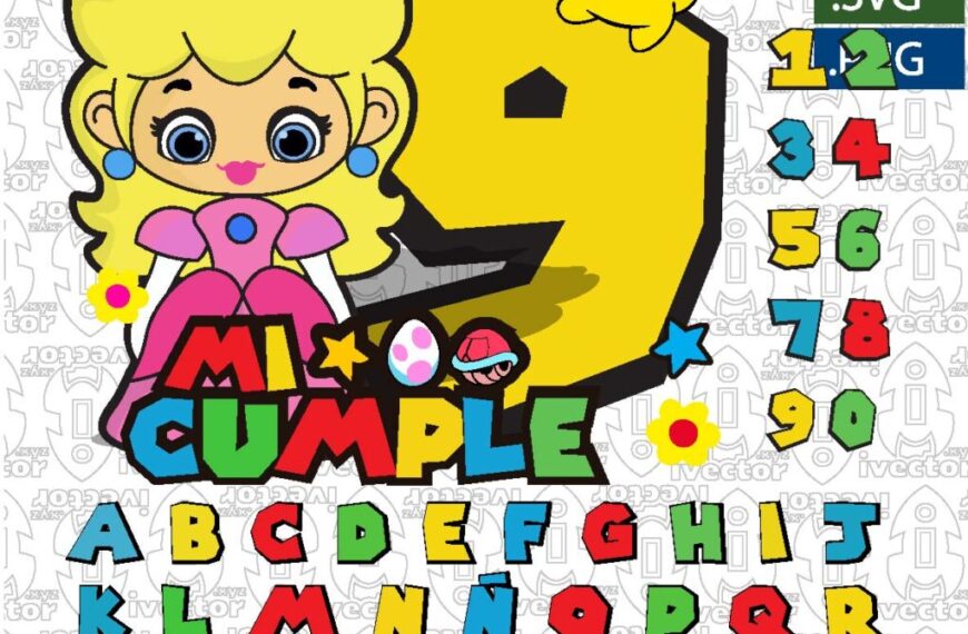 PEACH SUPER MARIO BROS VECTOR CUMPLEAÑOS RECURSOS