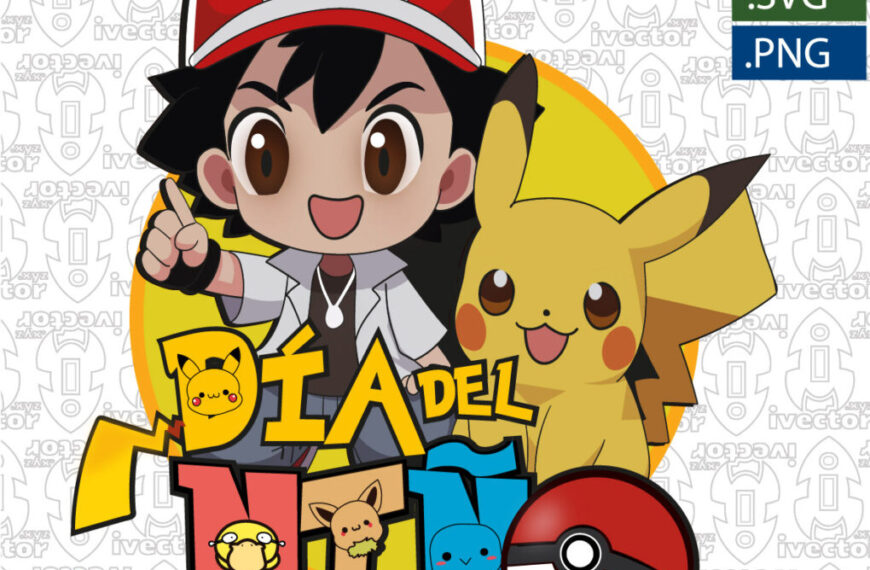 PIKACHU ASH POKEMON DÍA DEL NIÑO VECTOR