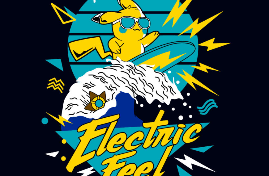 PIKACHU ELECTRIC SURF VECTOR EDITABLE