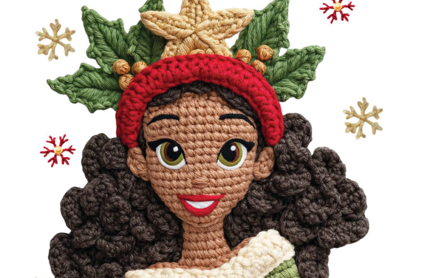 PRINCESA DISNEY CROCHET NAVIDEÑO PNG ALTA CALIDAD