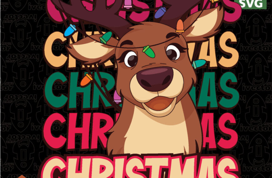 Reno de Navidad con Astas Coloridas – Diseño Festivo Navideño