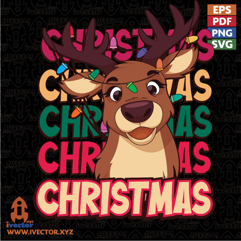Reno-de-Navidad-con-Astas-Coloridas-–-Diseno-Festivo-Navideno-01 VECTORES Y RECURSOS
