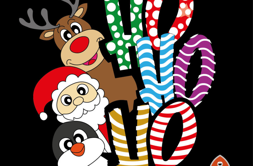 SANTA, RENO, PINGÜINO VECTOR NAVIDEÑO HO HO HO