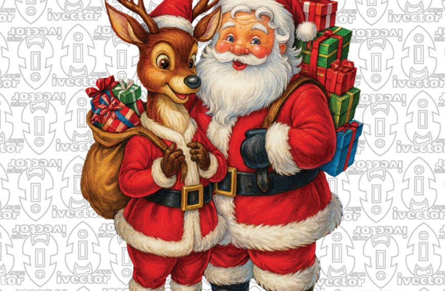 SANTA Y RENO REGALOS PNG ALTA CALIDAD