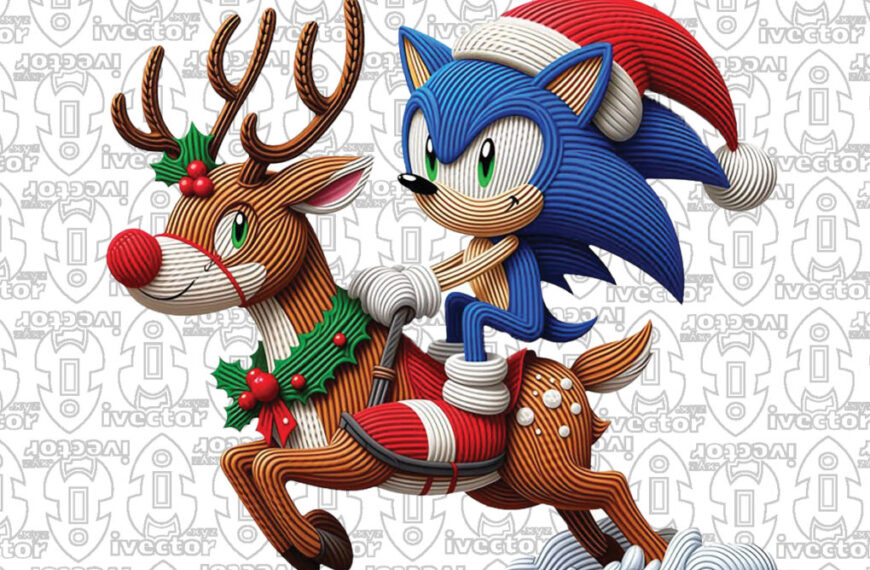 SONIC RENO NAVIDEÑO PNG ALTA CALIDAD CROCHE