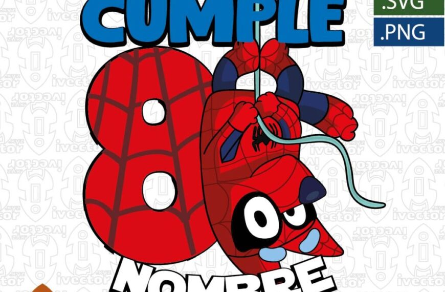 SPIDERMAN BLUEY CUMPLEAÑOS VECTOR EDITABLE