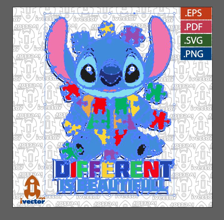 STITCH-AUTISMO-DIFFERENT-IS-BEATUFUL1 STITCH AUTISMO DIFFERENT IS BEATUFUL VECTOR EDITABLE