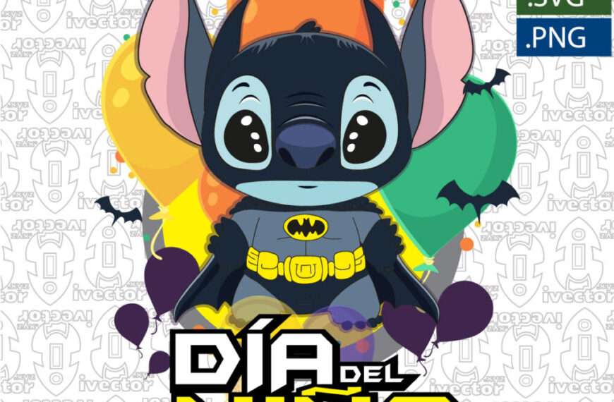 STITCH BATMAN DIA DEL NIÑO VECTOR EDITABLE