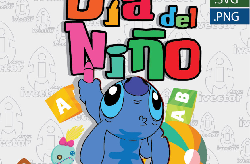 STITCH CRAYONES DIA DEL NIÑO VECTOR EDITABLE EPS PDF
