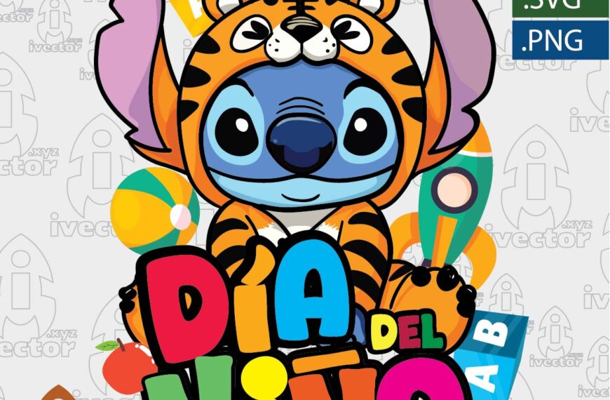 STITCH DISFRAZ TIGRE DIA DEL NIÑO VECTOR EDITABLE
