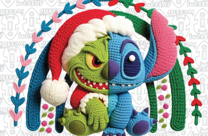 STITCH GRINCH ARCO NAVIDEÑO CROCHET PNG