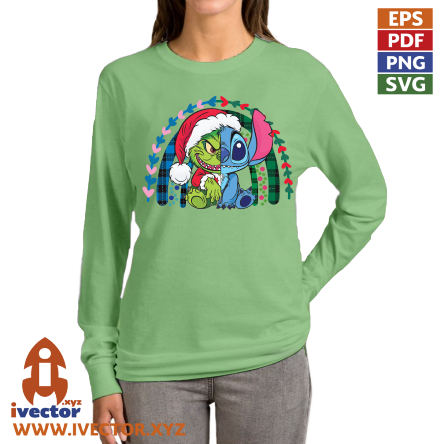 STITCH-GRINCH-ARCO-NAVIDENO-VECTOR-EDITABLE-EPS-PDF-P1 STITCH GRINCH ARCO NAVIDEÑO VECTOR EDITABLE EPS PDF