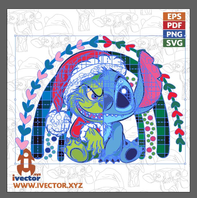STITCH-GRINCH-ARCO-NAVIDENO-VECTOR-EDITABLE-EPS-PDF STITCH GRINCH ARCO NAVIDEÑO VECTOR EDITABLE EPS PDF