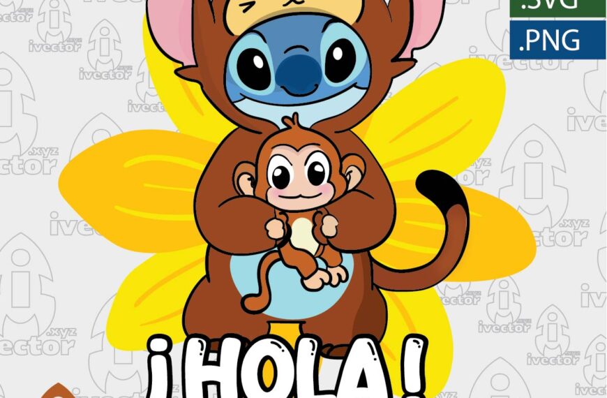 STITCH HOLA PRIMAVERA MONO VECTOR EDITABLE