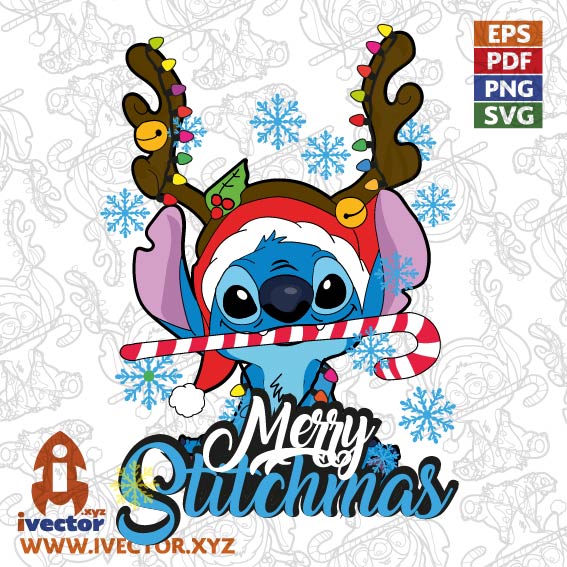 STITCH MERRY STITCHMAS VECTOR EDITABLE EPS PDF