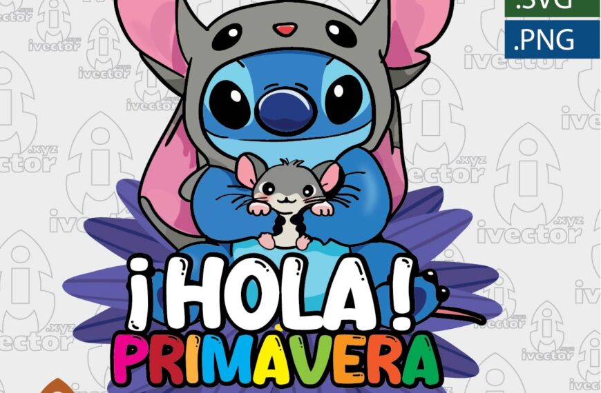STITCH RATON HOLA PRIMAVERA VECTOR EDITABLE