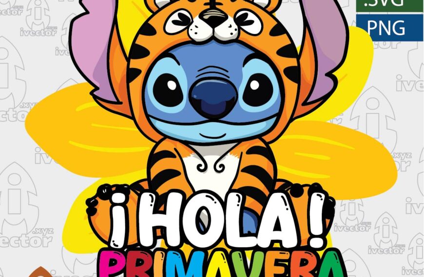 STITCH TIGRE HOLA PRIMAVERA VECTOR EDITABLE