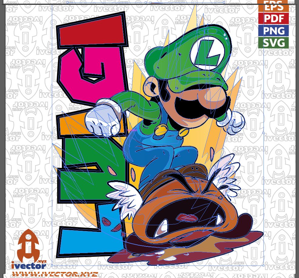 SUPER-LUIGI-BROS-HONGO-VECTOR-P1 Fontanero Aventurero Retro Vector – Diseño Gamer para Sublimación y Manualidades
