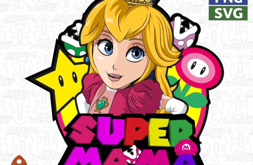 SUPER MAMA MARIO BROS PEACH VECTOR EDITABLE