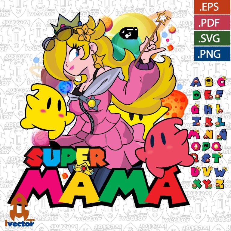 SUPER-MAMA-PEACH-VECTOR-EDITABLE-EPS-PDF_Mesa-de-trabajo-1-768x768 Gatita Momia Kawaii para Halloween Vector – Diseño Cute para Sublimación y Manualidades