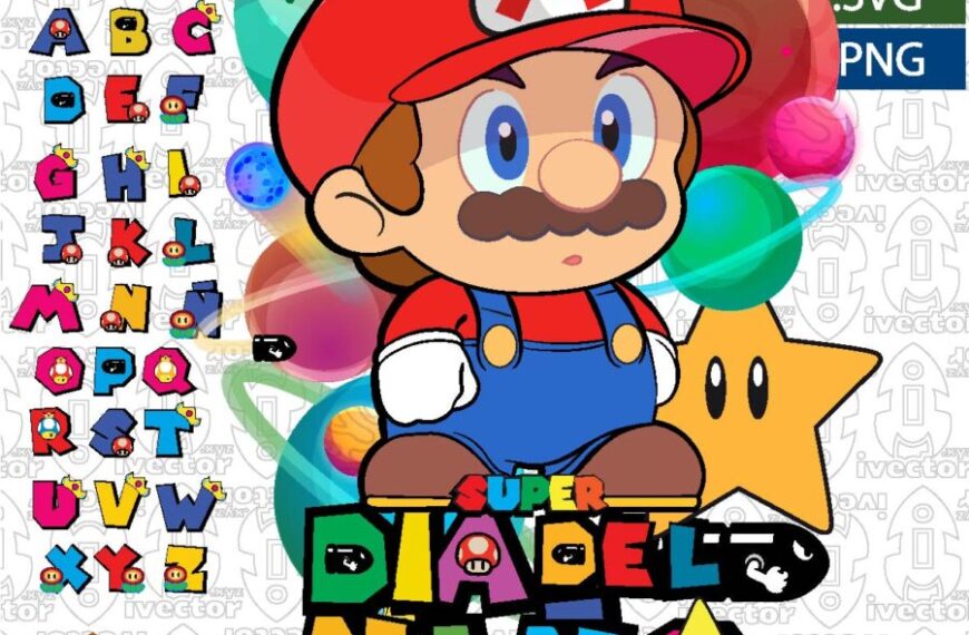 SUPER MARIO BROS DIA DEL NIÑO VECTOR EDITABLE