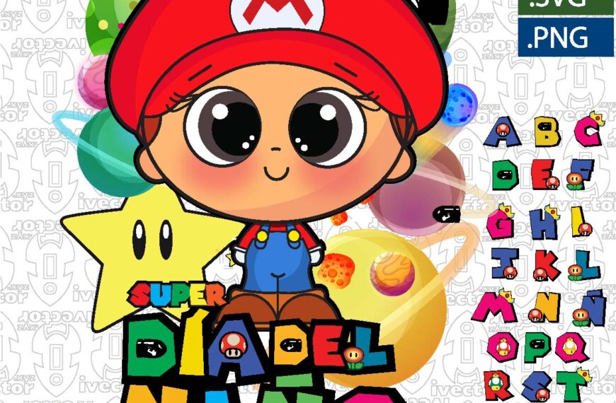 SUPER MARIO BROS FUNKO DIA DEL NIÑO VECTOR EDITABLE