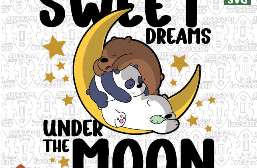 Cute Sleeping Bears on the Moon – Vector Illustration / Ositos dormidos en la luna – Ilustración vectorial