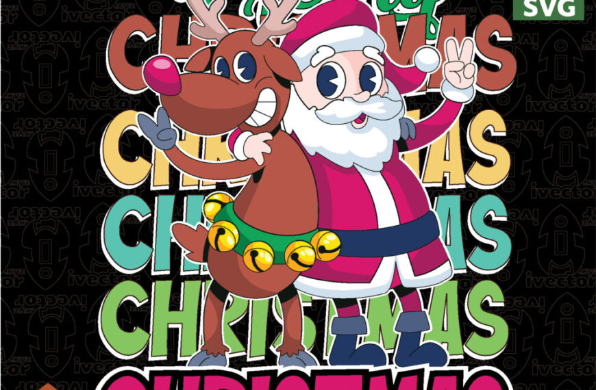 Santa Claus and Reindeer Christmas Vector – Merry Christmas Festive Design