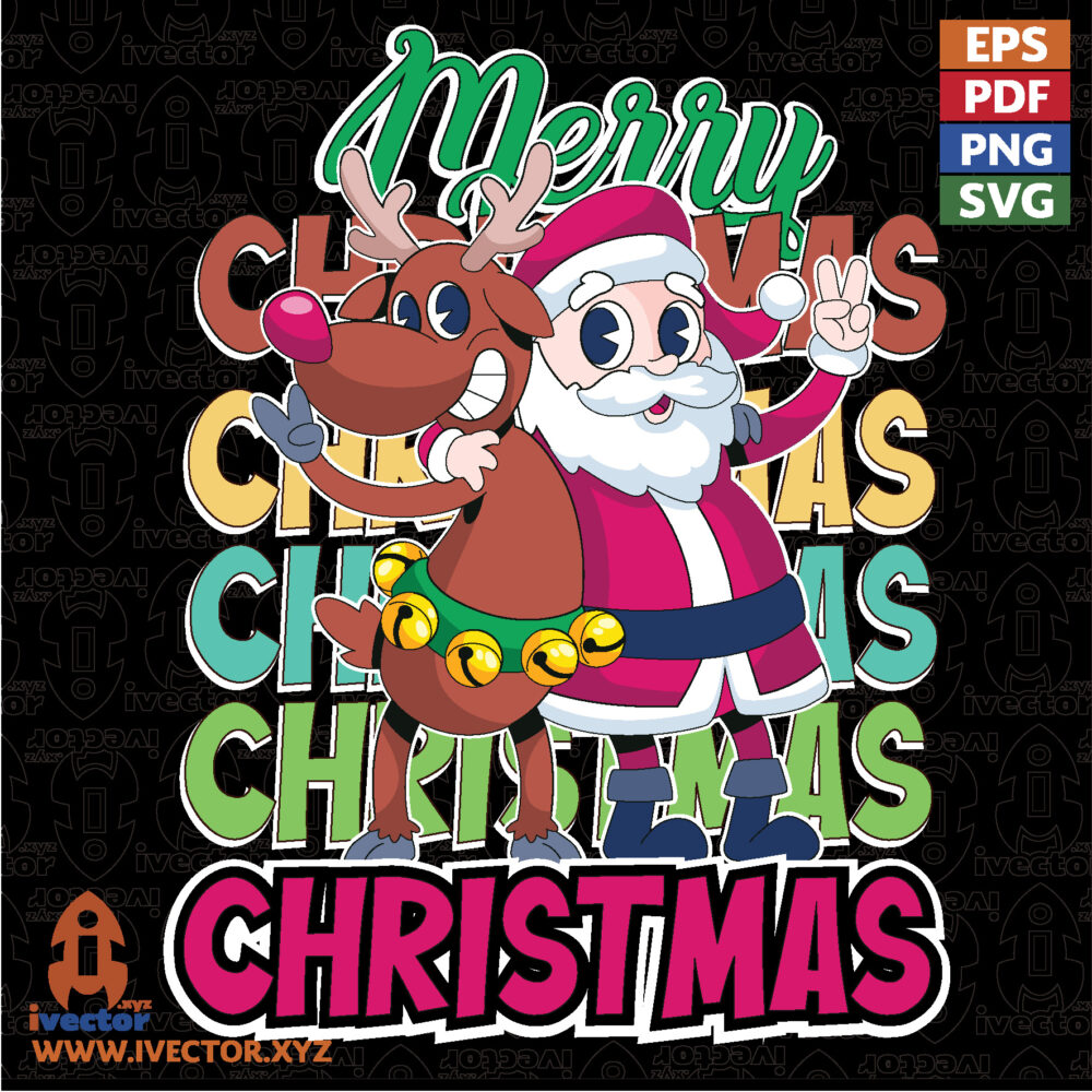 Santa-Claus-y-Reno-Navideno-–-Vector-Festivo-de-Merry-Christmas-01 VECTORES Y RECURSOS