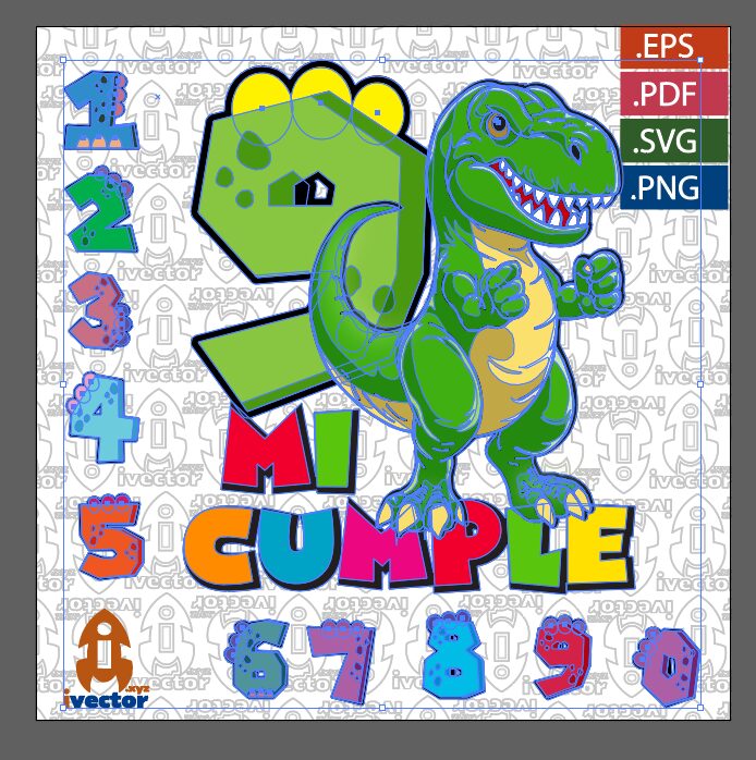 T-REX-CUMPLEANOS-VECTOR-EDITABLE_P1 T REX CUMPLEAÑOS VECTOR EDITABLE