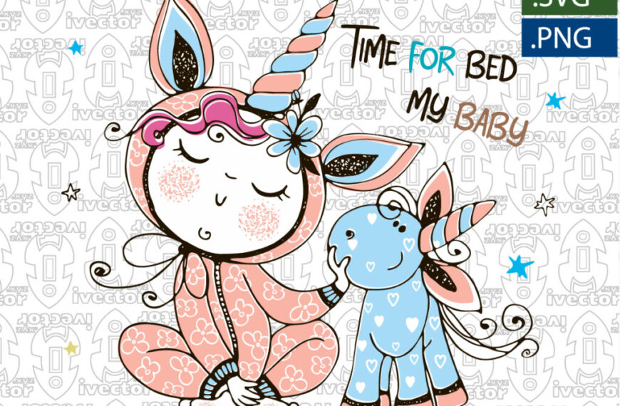 TIME FOR BED MY BABY UNICORNIO VECTOR