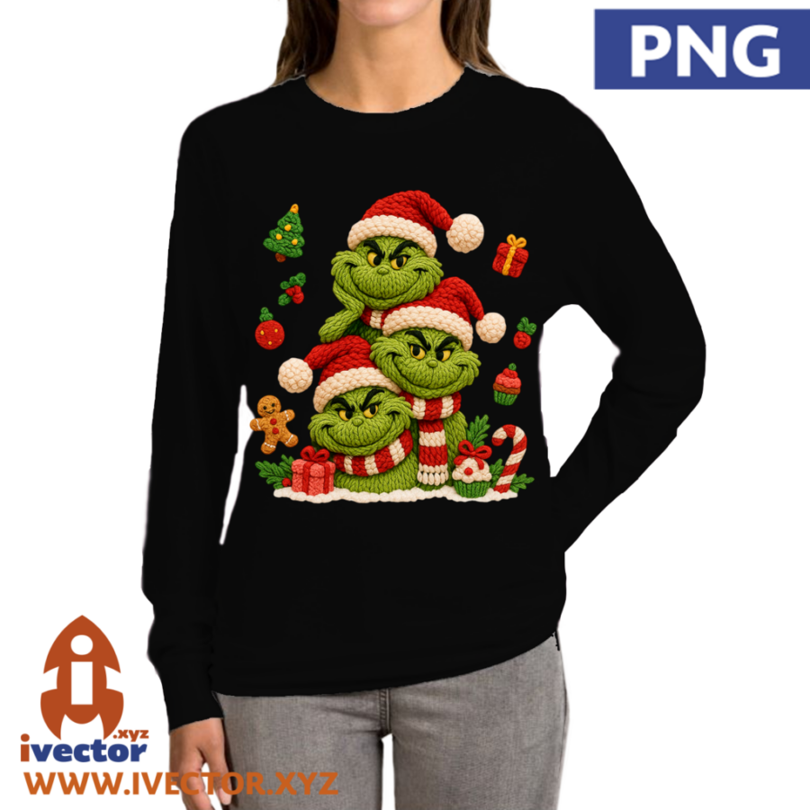 TRIO-GRINCH-NAVIDENO-ROSTROS-EFECTO-CROCHE-A2 TRIO GRINCH NAVIDEÑO ROSTROS EFECTO CROCHE