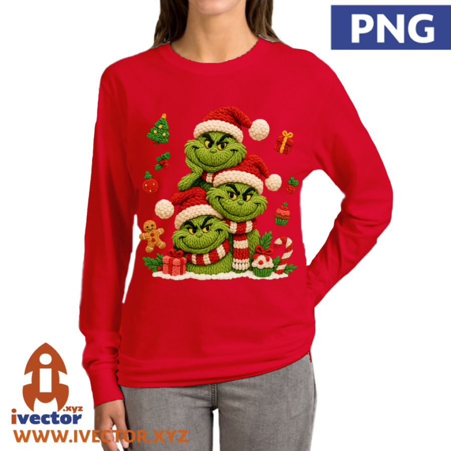 TRIO-GRINCH-NAVIDENO-ROSTROS-EFECTO-CROCHE-A3 TRIO GRINCH NAVIDEÑO ROSTROS EFECTO CROCHE