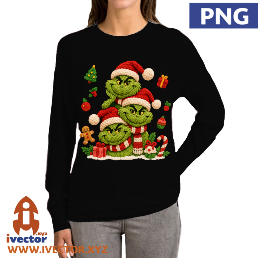 TRIO-GRINCH-NAVIDENO-ROSTROS-EFECTO-CROCHE-A4 TRIO GRINCH NAVIDEÑO ROSTROS EFECTO CROCHE