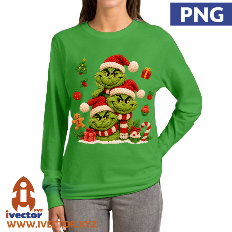 TRIO-GRINCH-NAVIDENO-ROSTROS-EFECTO-CROCHE-A5 TRIO GRINCH NAVIDEÑO ROSTROS EFECTO CROCHE